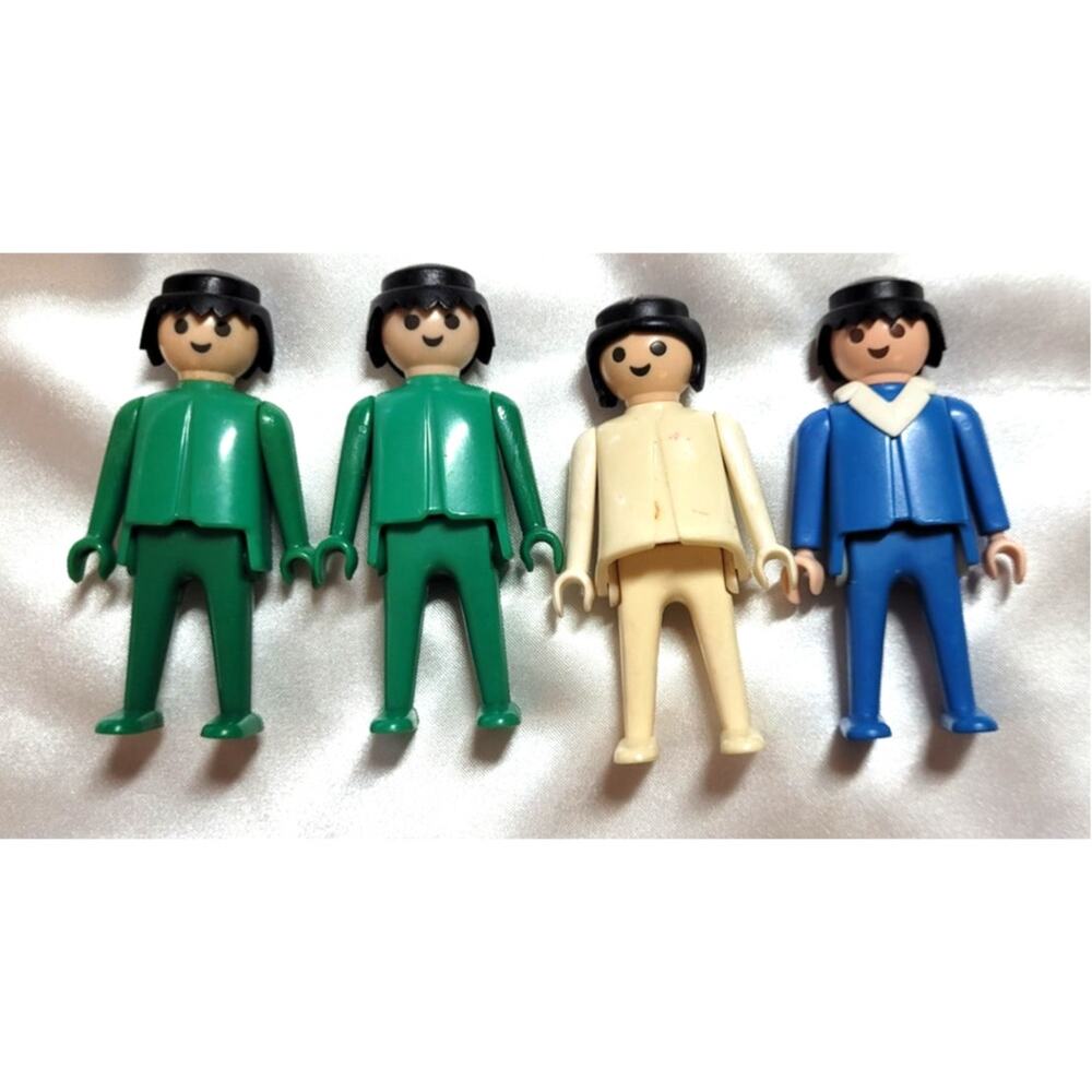 Playmobil Geobra Figures 4 Pc Lot Vintage 1st Generation 1974 Green Blue White